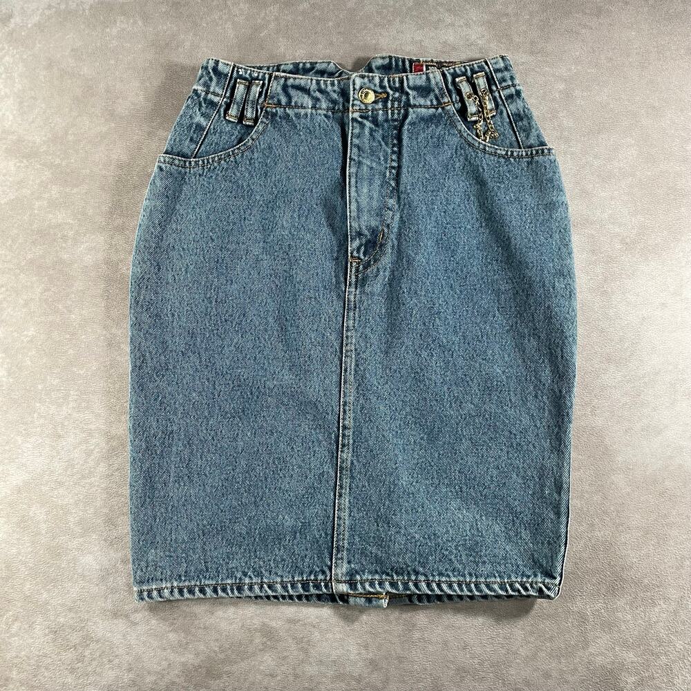 Women’s Jordache Gold Hip Hop 90s Streetwear Denim Skirt